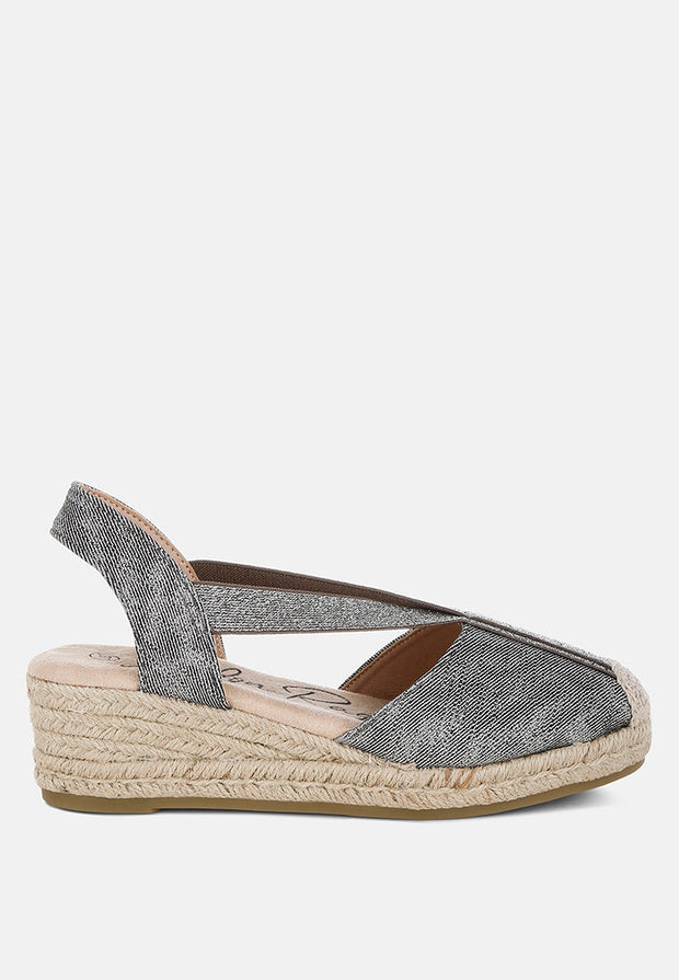 Port Side Metallic Woven Espadrille Wedges-5
