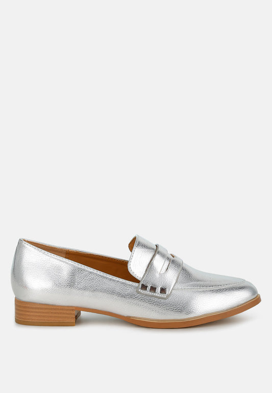 Potania Penny Strap Metallic Loafers-0