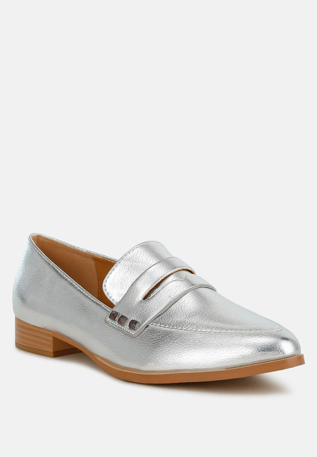 Potania Penny Strap Metallic Loafers-1