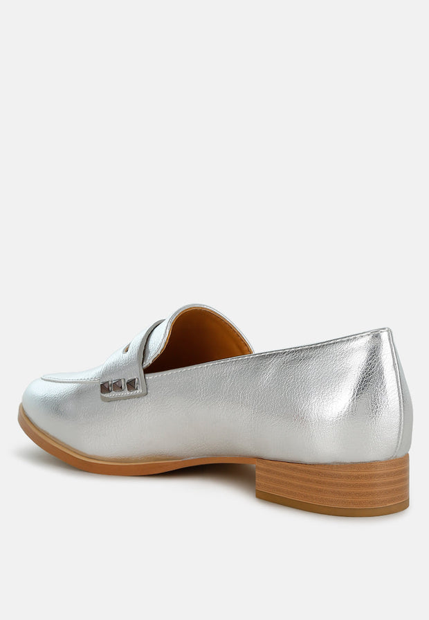 Potania Penny Strap Metallic Loafers-2