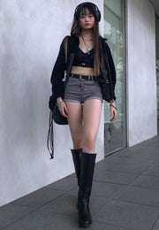 Renny Buckle Strap Embellished Calf Boots-1