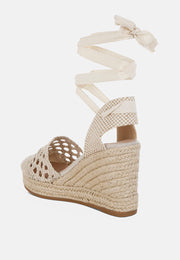 Sea Breeze Woven Lace-Up Espadrille Wedges-4