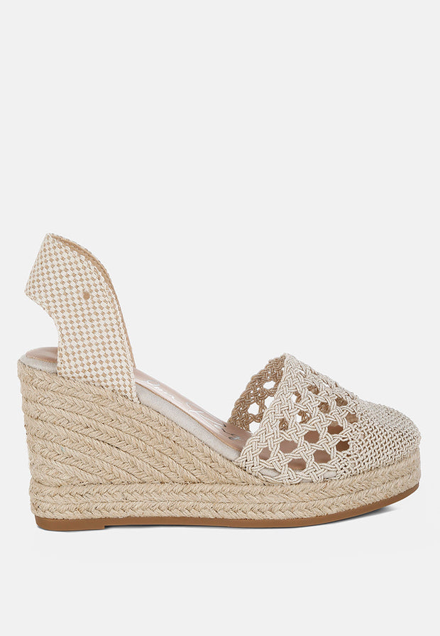 Sea Breeze Woven Lace-Up Espadrille Wedges-1