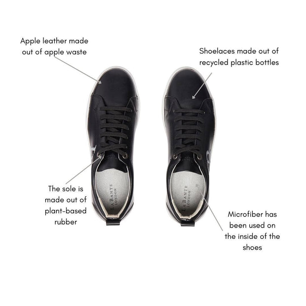 LB Black Apple Leather Sneakers for Women-4