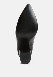 Zhuri Faux Leather Solid Block Heel Pumps-4