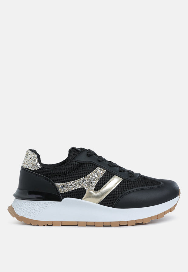 Tapers Glitter Detail Chunky Sneakers-5