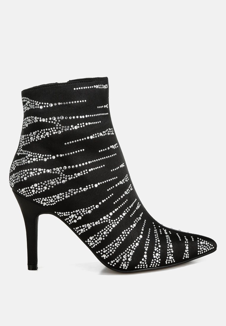 Toget Satin Rhinestone Ankle Party Boots-6