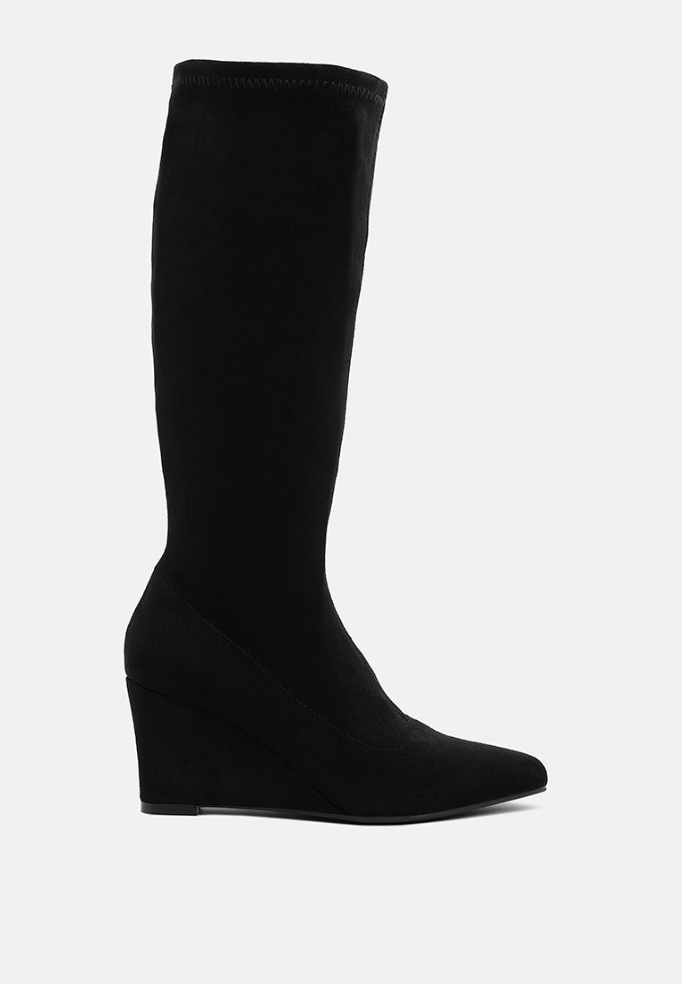 Tulsha Microfiber Wedge Heel Boots-6
