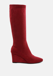 Tulsha Microfiber Wedge Heel Boots-5