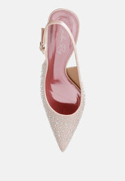 Vernaos Pointed Toe Rhinestone Slingbacks-3