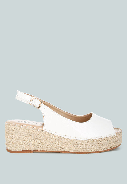 Yarael Croco Peep Toe Wedges-0