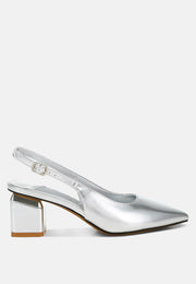 Zofoya Metallic Faux Leather Slingback Sandals-5