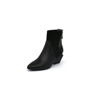 Ankle High Zip Back Leather Boots-1