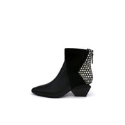 Ankle High Zip Back Leather Boots-6