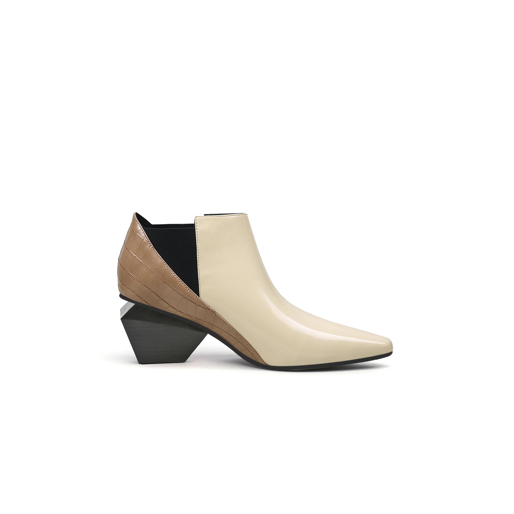 Artistic Patchwork Geometric Ankle Boots-2