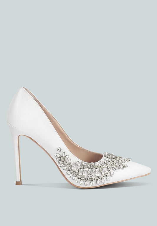 Ashlyn Rhinestones Embellished Satin Stiletto Pumps-0