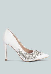 Ashlyn Rhinestones Embellished Satin Stiletto Pumps-0