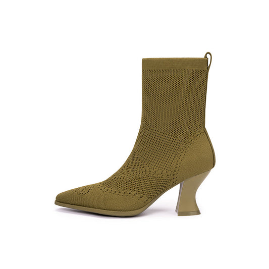 Autumn Pointed Toe Sock Boots-0
