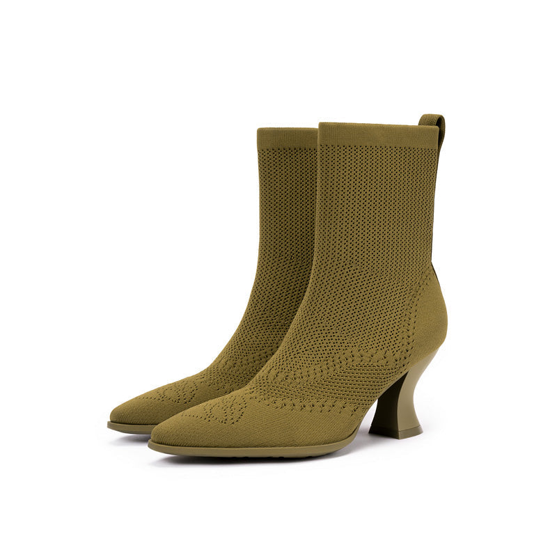 Autumn Pointed Toe Sock Boots-1