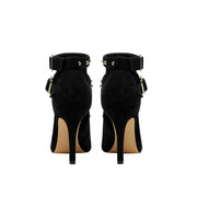 Bad Girl Black Buckle Strap Cutout Boots-4