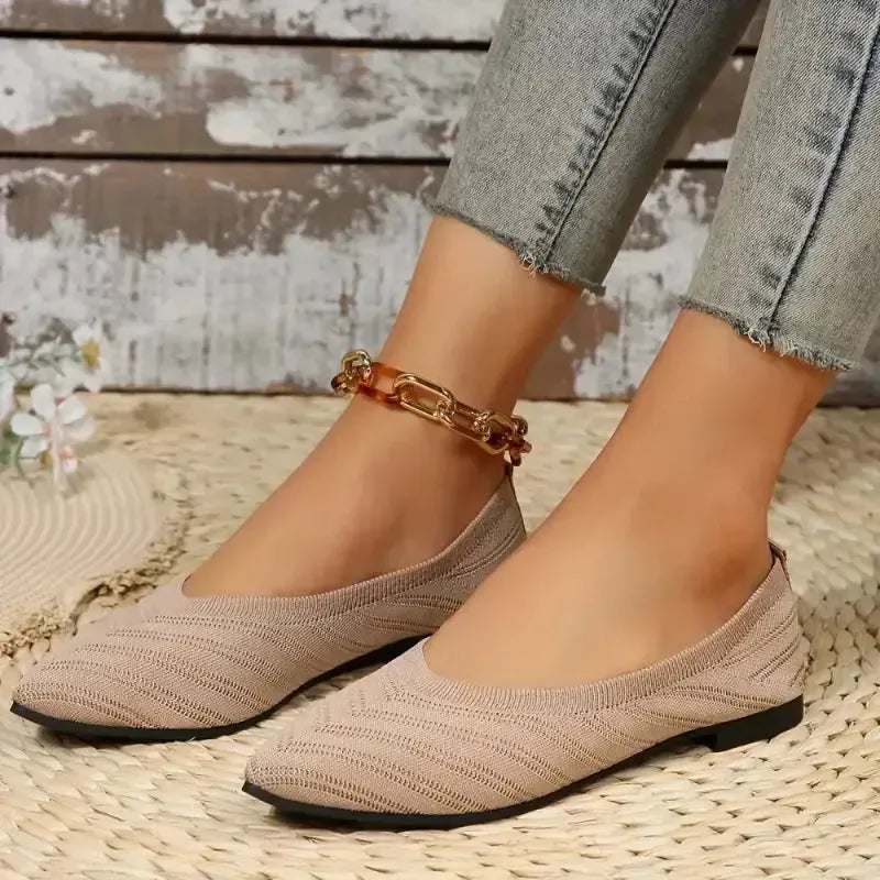 Ballet Flats - Pointed Toe Knitted Shoes-4