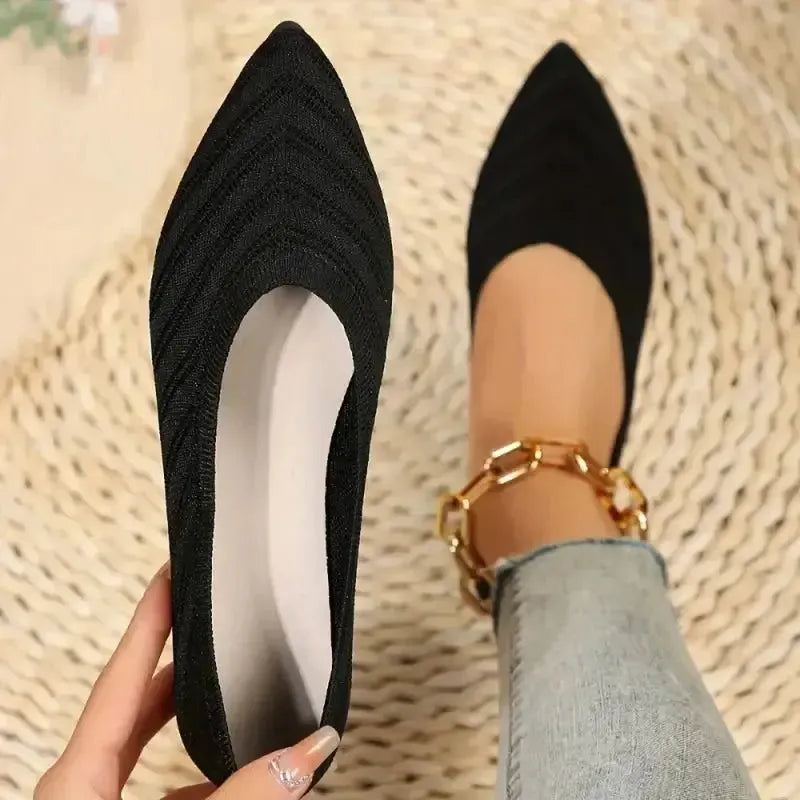 Ballet Flats - Pointed Toe Knitted Shoes-1