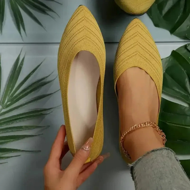 Ballet Flats - Pointed Toe Knitted Shoes-3