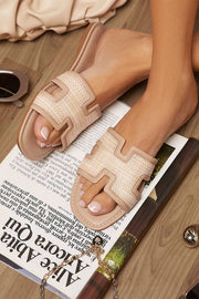White Hollow Out Open Toe Slippers