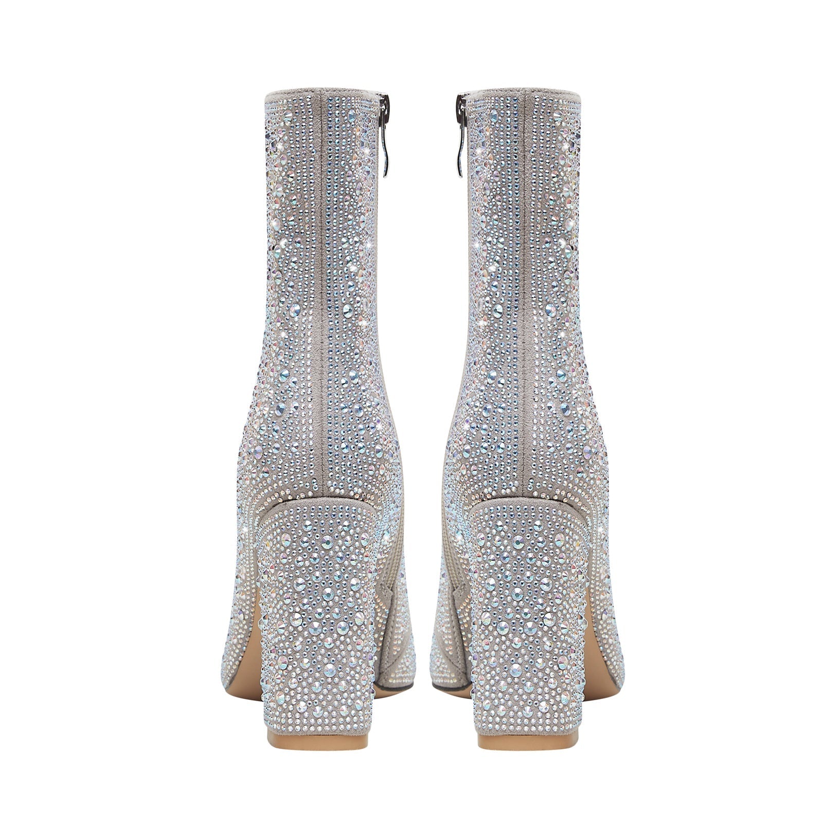 Bedazzled Silver White Mid Ankle Boots-3