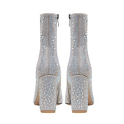 Bedazzled Silver White Mid Ankle Boots-3