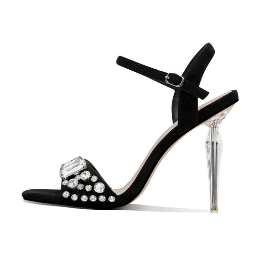 Bejeweled Ankle Strap Icicle Stiletto Sandals-0
