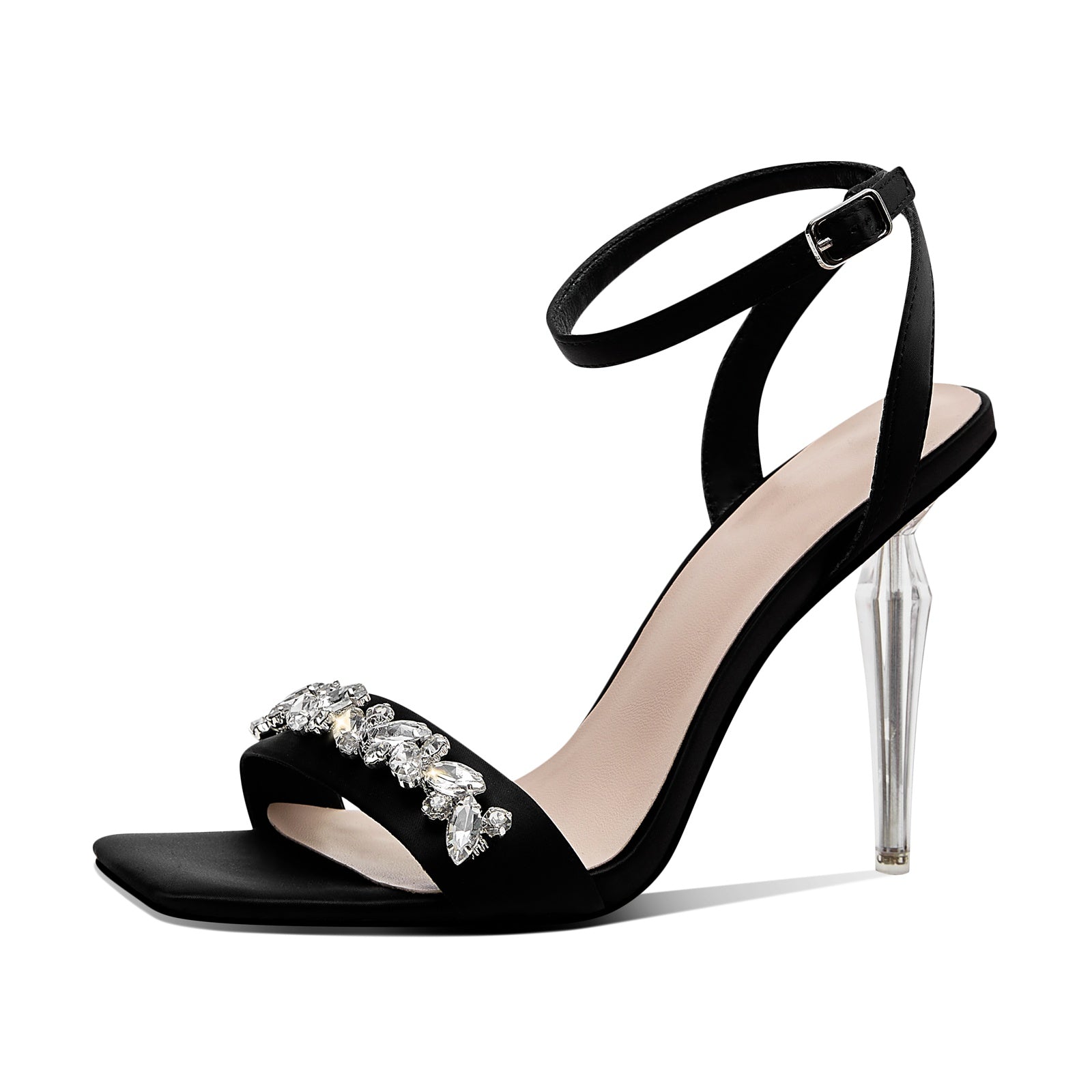 Bejweled Band Open Toe Ankle Strap Icicle Stiletto Sandals-1