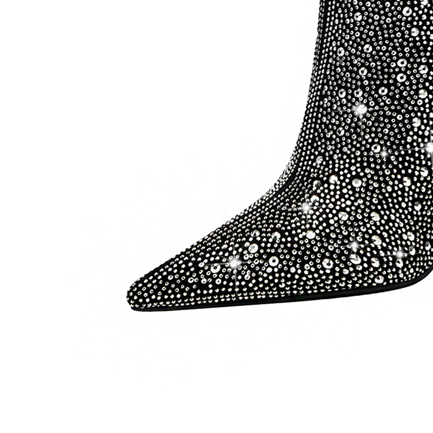 Black and Silver Embellished Knee High Boots-4