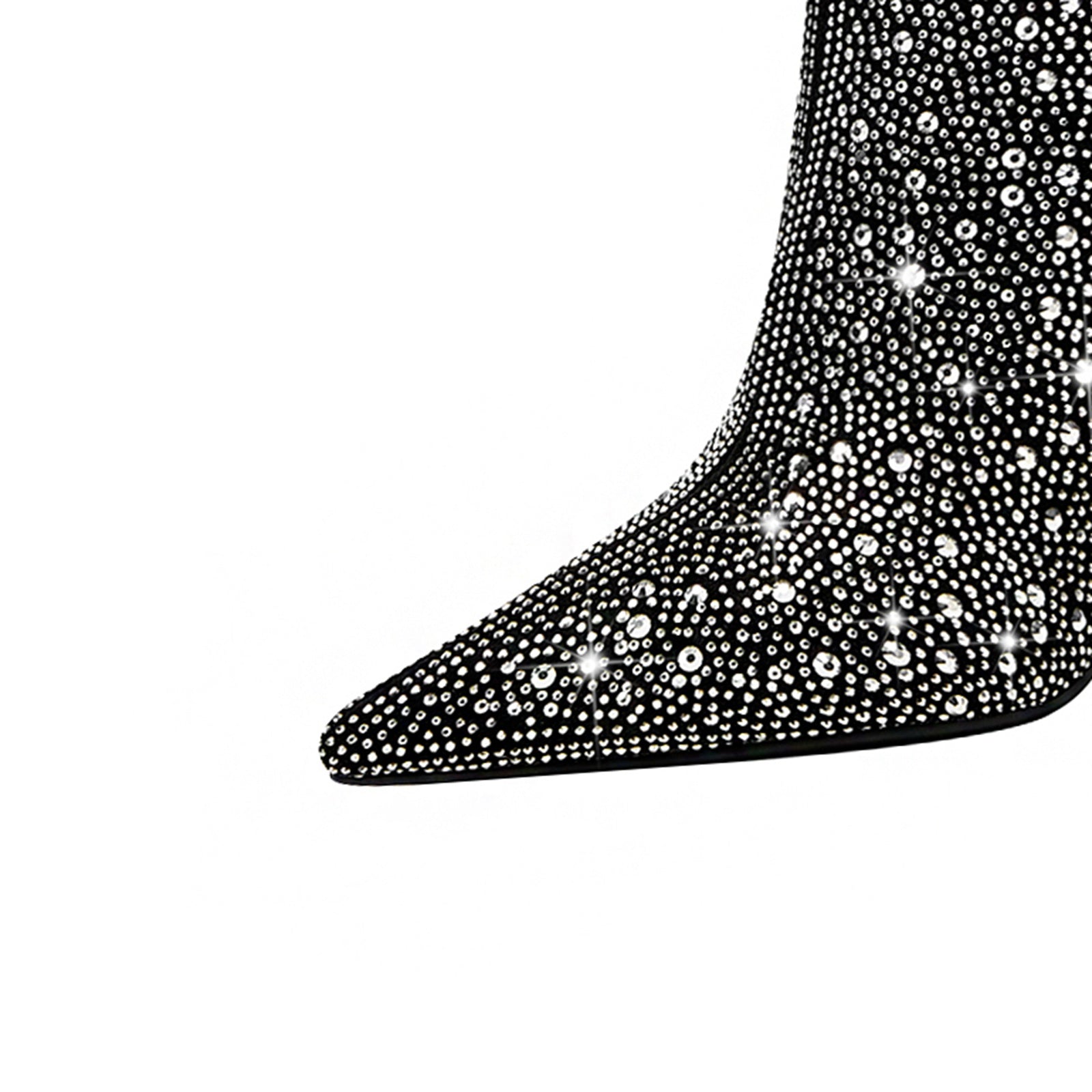 Black and Silver Embellished Knee High Boots-4