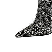 Black and Silver Embellished Knee High Boots-4