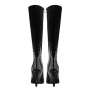 Black and Silver Flaming Hot Knee High Boots-4