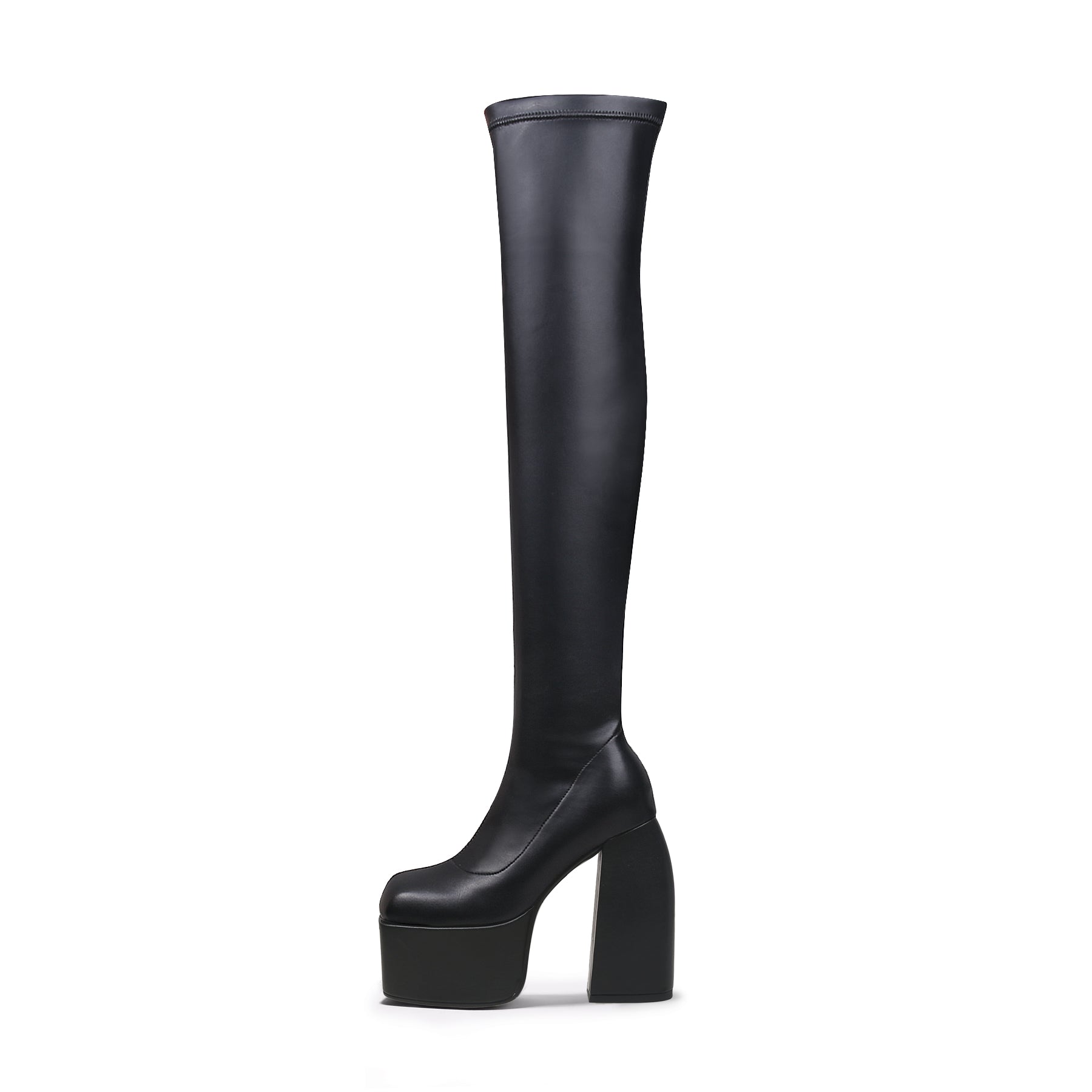Black Cyberpunk Knee-High Boots-0