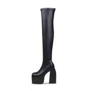 Black Cyberpunk Knee-High Boots-0