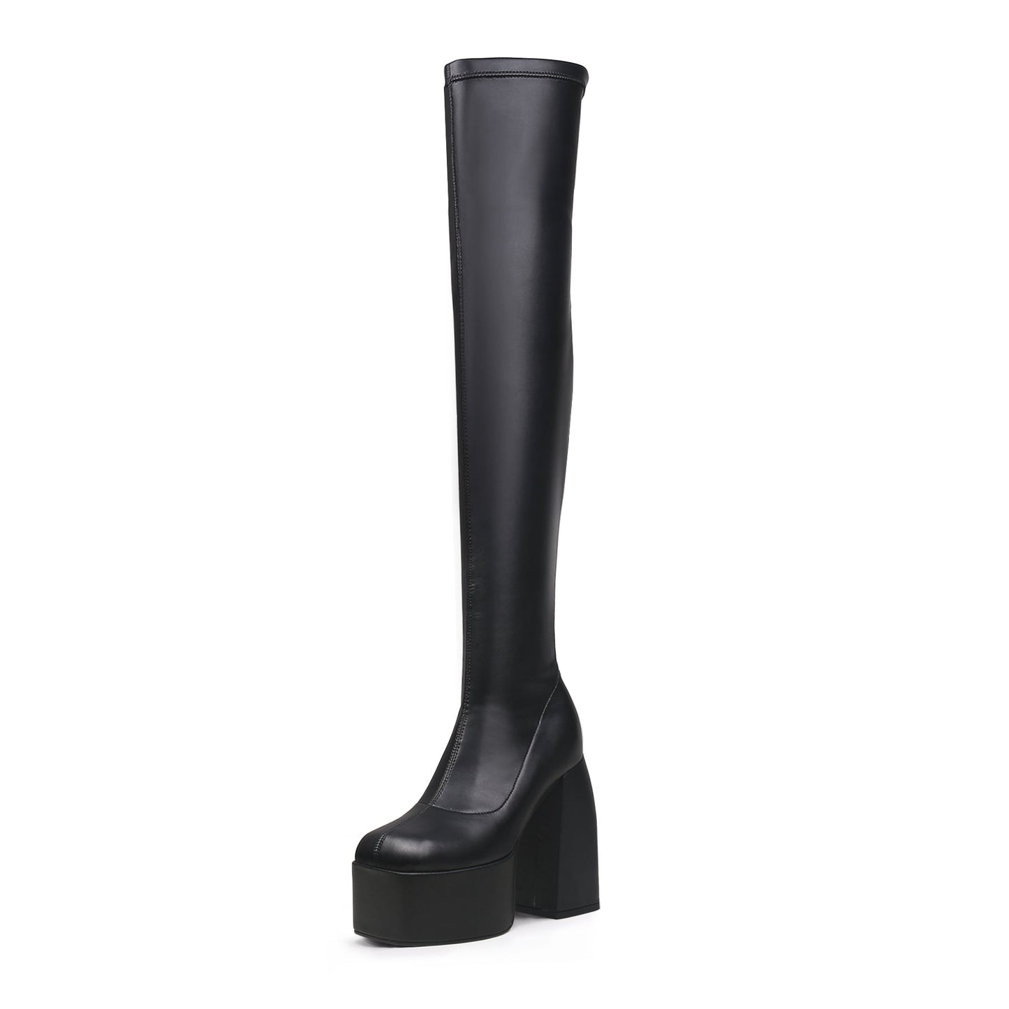 Black Cyberpunk Knee-High Boots-1