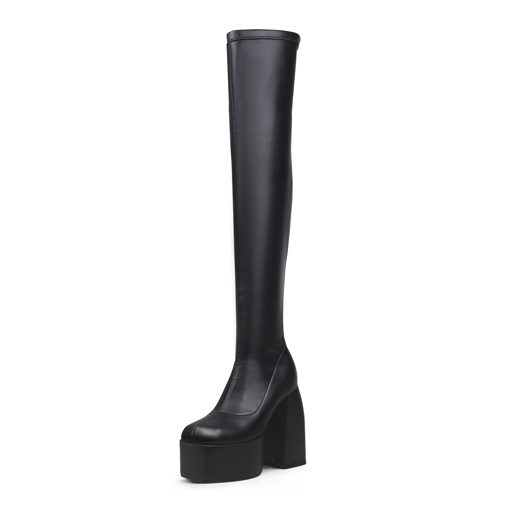 Black Cyberpunk Knee-High Boots-1