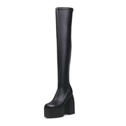 Black Cyberpunk Knee-High Boots-1