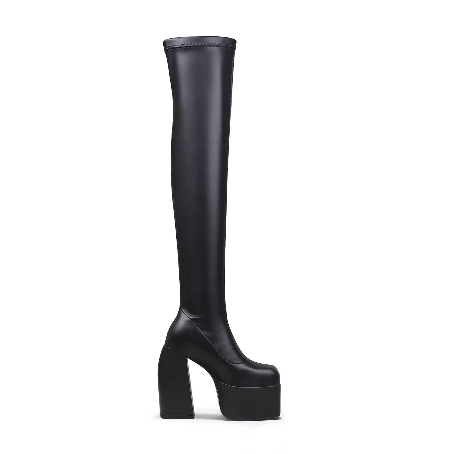 Black Cyberpunk Knee-High Boots-2