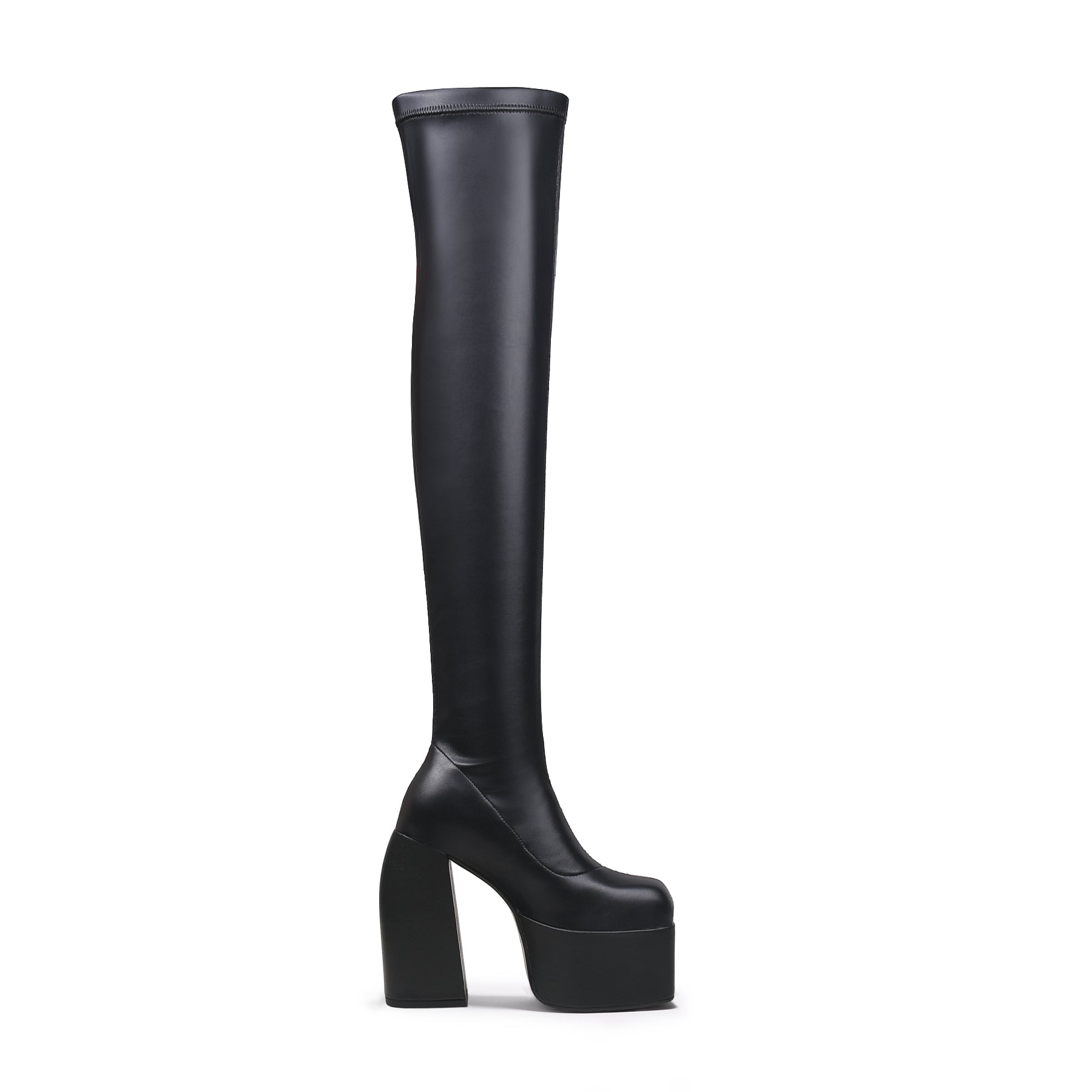 Black Cyberpunk Knee-High Boots-2