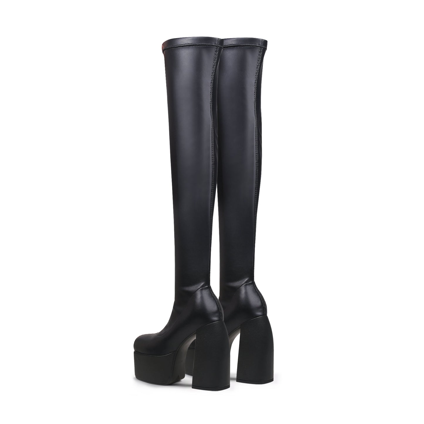 Black Cyberpunk Knee-High Boots-3