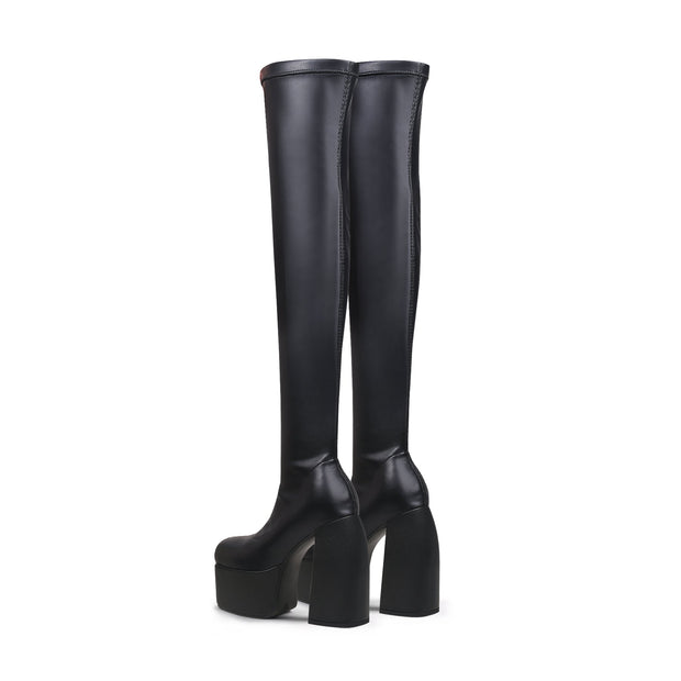 Black Cyberpunk Knee-High Boots-3