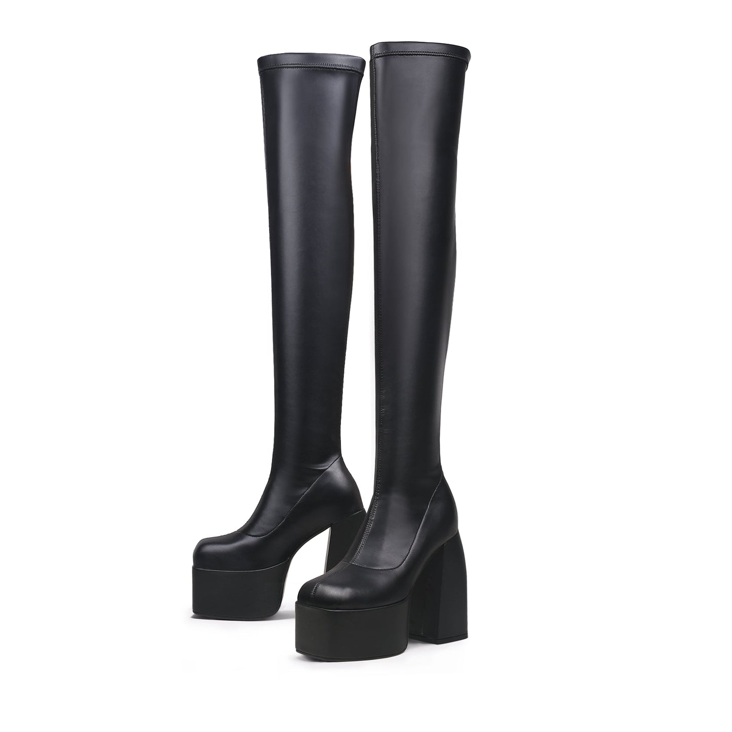 Black Cyberpunk Knee-High Boots-4