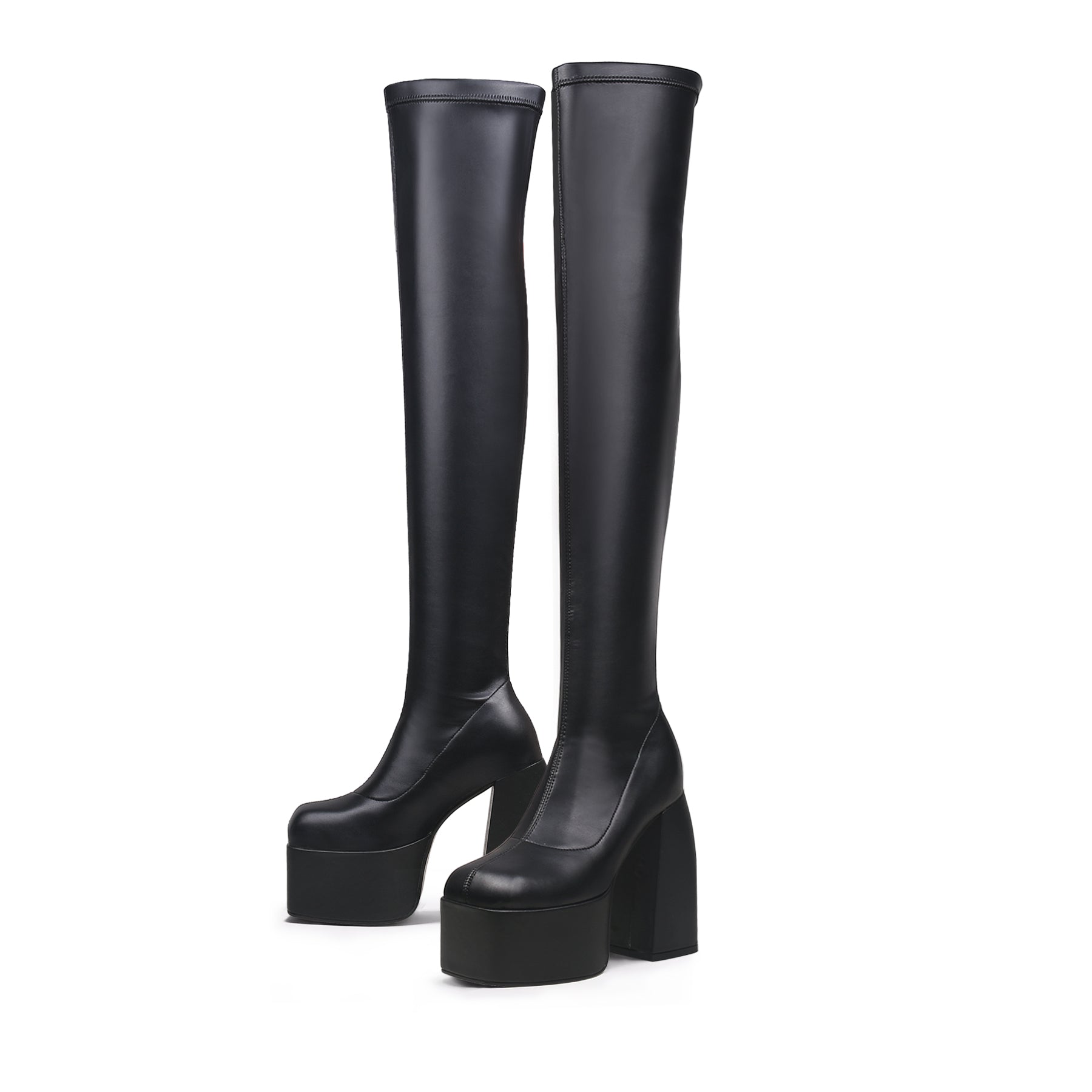 Black Cyberpunk Knee-High Boots-4