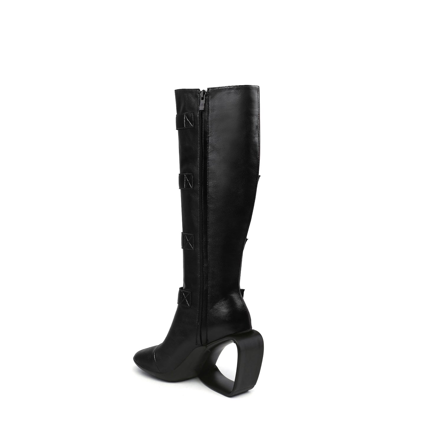 Black Knee-High Multi-Buckle Strap Boots-3