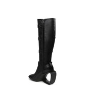 Black Knee-High Multi-Buckle Strap Boots-3