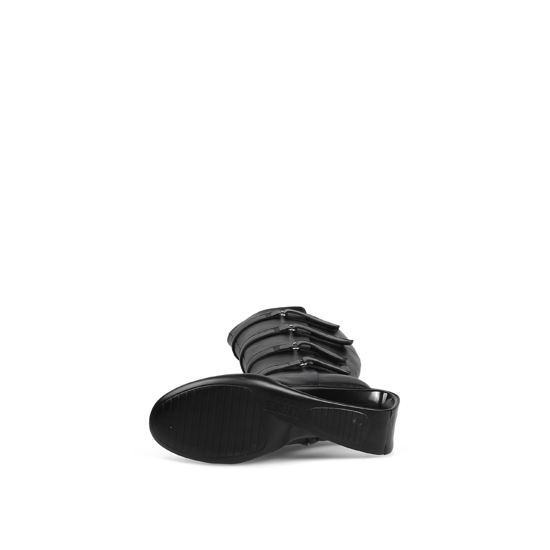Black Knee-High Multi-Buckle Strap Boots-4